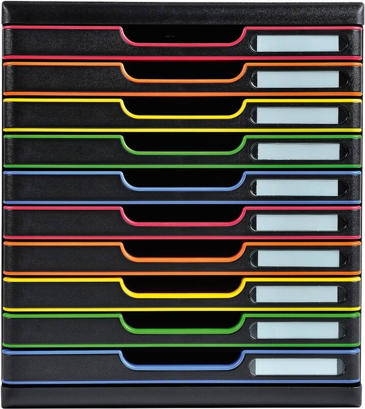 Exacompta Modul Schubladenbox PS (Polystyrol) Mehrfarbig 10 Schübe 35 x 28,8 x 32 cm DIN A4+