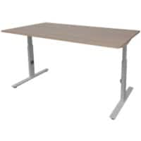 Schaffenburg Höhenverstellbar Sitz-Stehschreibtisch Rechteckig Kirsche Holz Aluminium T-Fuß 1.600 x 800 mm