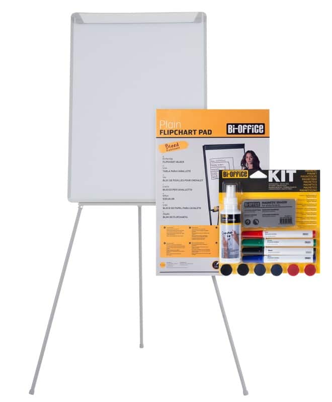 Bi-Office Flipchart-Präsentations-Set Freistehend Kunststoff 70 (B) x 100 (H) cm Weiß