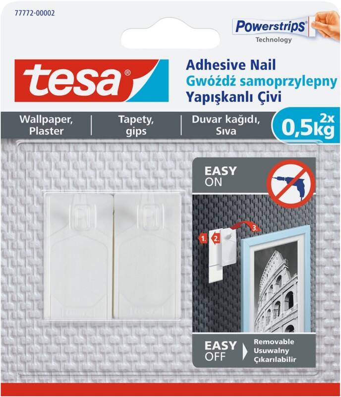 tesa Powerstrips Klebenägel Non-permanent 14 cm Weiß 2 Stück