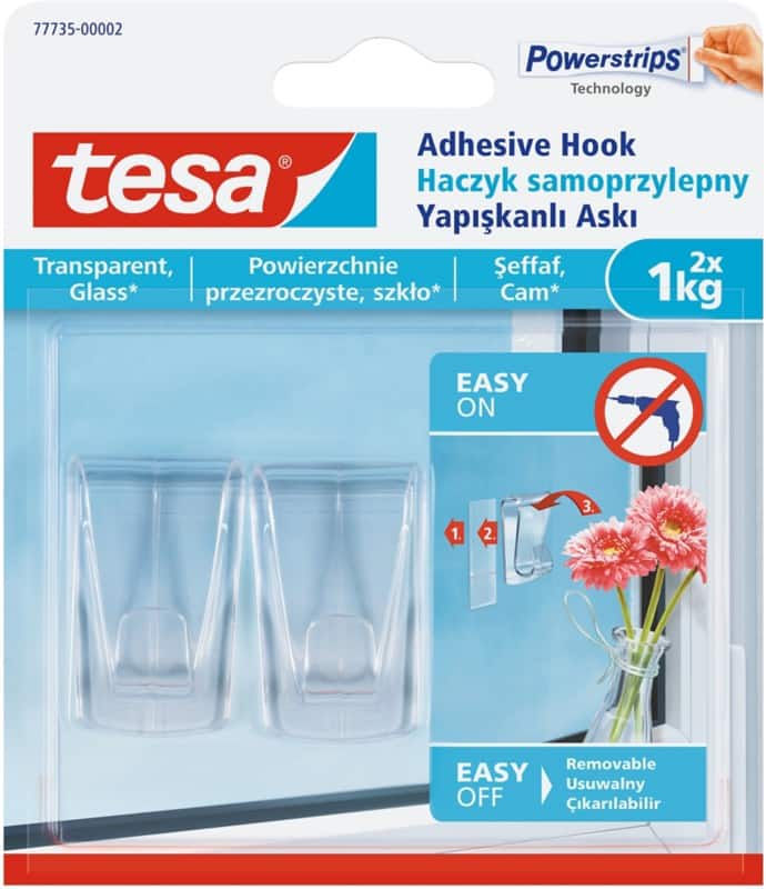 tesa Powerstrips Klebehaken Non-permanent 14 cm Transparent 2 Stück