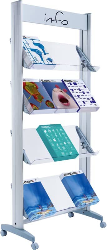 Paperflow DIN A4 Prospektständer Silber 12A4TT.35 720 (B) x 385 (T) x 1.678 (H) mm