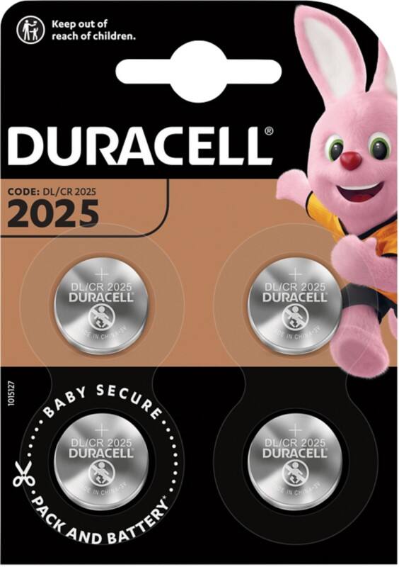 Duracell Knopfzelle Speciality CR2025 CR2025 165 mAh Lithium-Mangandioxid (Li-MnO2) 3 V 4 4 Stück 