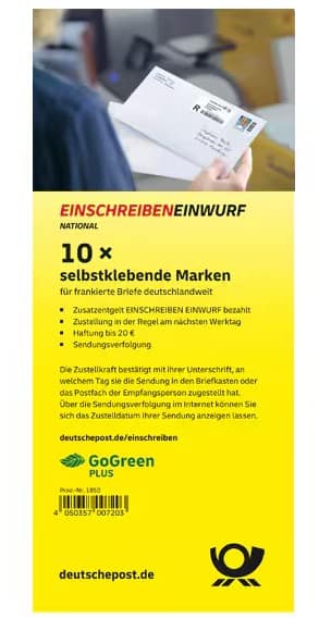 Deutsche Post Briefmarken 2,35 € Einschreiben, Einwurf DE National Selbstklebend 10 Stück 