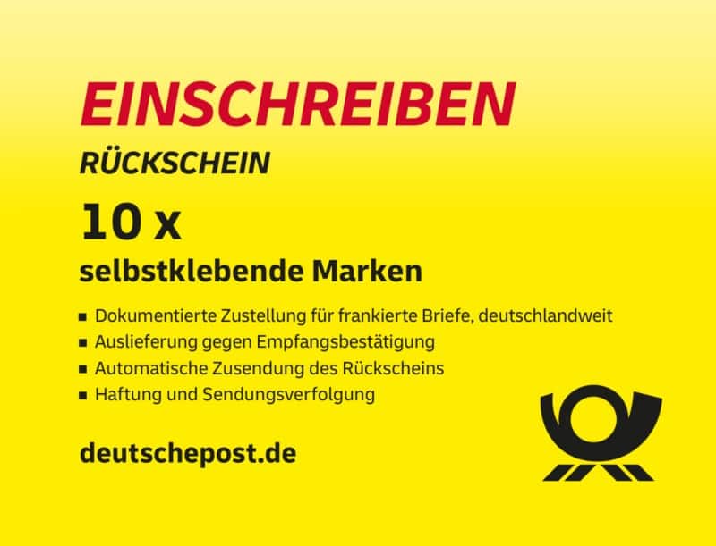 Deutsche Post Einschreiben Label 4 70 Ruckschein 10 Stuck