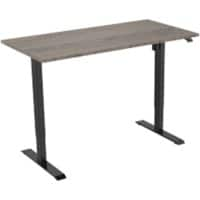 euroseats Logan Rechteckig Elektrisch Höhenverstellbar Sitz-Stehschreibtisch Eiche Silber Schwarz 1.600 x 800 x 750 - 1.235 mm