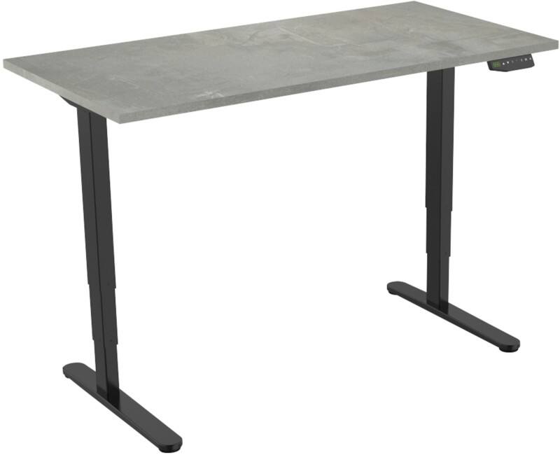 euroseats Sitz-Stehschreibtisch Rechteckig Weiß Beton T-Fuß 1.600 (B) x 800 (T) x 1.275 (H) mm Metall