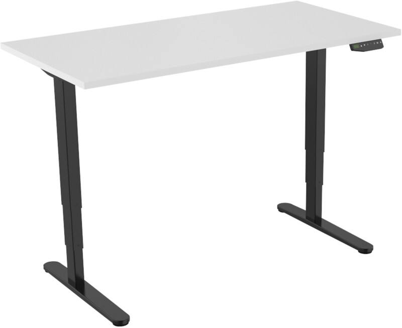 euroseats Sitz-Stehschreibtisch Rechteckig Weiß T-Fuß 1.600 (B) x 800 (T) x 1.275 (H) mm Metall