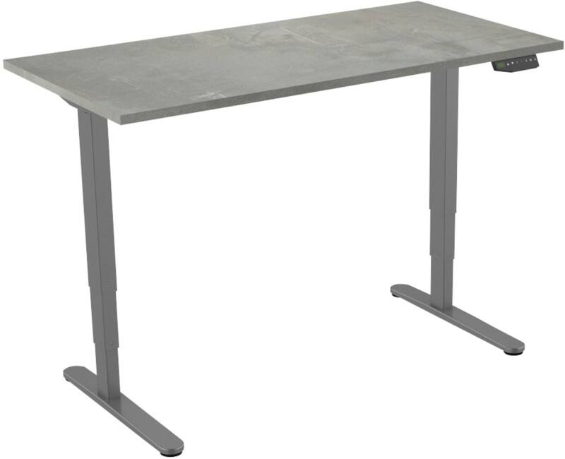 euroseats Sitz-Stehschreibtisch Rechteckig Weiß Beton T-Fuß 1.600 (B) x 800 (T) x 1.275 (H) mm Metall