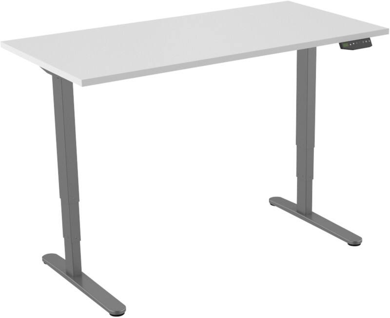 euroseats Sitz-Stehschreibtisch Rechteckig Weiß T-Fuß 1.600 (B) x 800 (T) x 1.275 (H) mm Metall