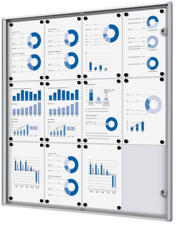 SHOWDOWN Economy Abschließbarer Schaukasten Wandmontage 93,1 (B) x 96,3 (H) cm Silber