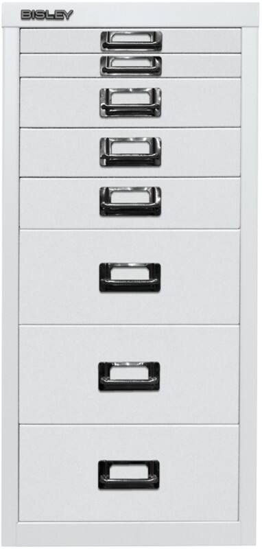 Bisley Schubladenschrank 8 Schübe Verkehrsweiß 279 x 380 x 590 mm