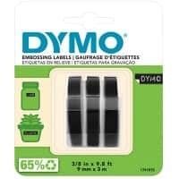 Dymo 3D Prägeetiketten S0847730 Weiß auf Schwarz 9 mm x 3 m 3 Stück