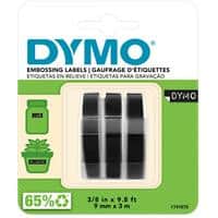 Dymo 3D Prägeetiketten S0847730 Weiß auf Schwarz 9 mm x 3 m 3 Stück