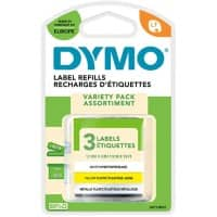 Dymo LT S0721790 / 91240 Authentic LetraTag Schriftband Selbstklebend Gelb, Silber, Weiß 12 mm x 4m Pack 3