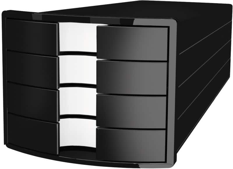 HAN Schubladenmodul PS (Polystyrol) Schwarz 4 Schübe 28 x 36,7 x 23,5 cm DIN A4
