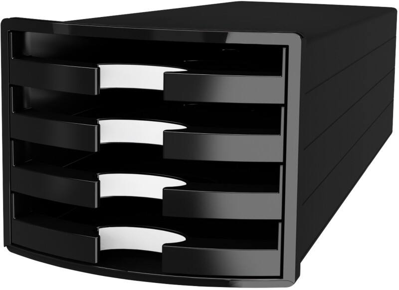 HAN Schubladen-Set PS (Polystyrol) Schwarz 4 Schübe 28 x 36,7 x 23,5 cm DIN A4