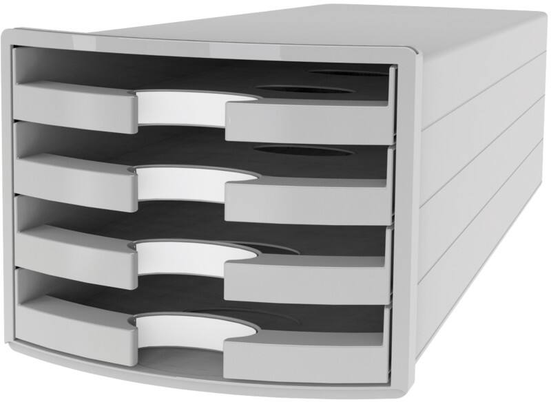 HAN Schubladen-Set PS (Polystyrol) Hellgrau 4 Schübe 28 x 36,7 x 23,5 cm DIN A4