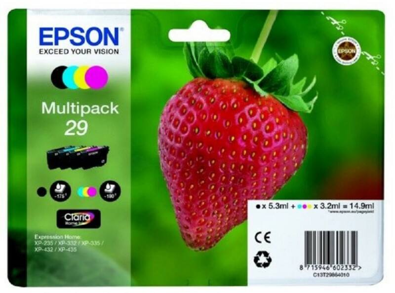 Epson 29 Original Tintenpatrone T29864511 Schwarz, Cyan, Magenta, Gelb Multipack 4 Stück