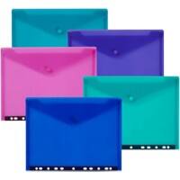 Snopake Dokumentenmappe DIN A4 PP (Polypropylen) 24 (B) x 0,9 (T) x 31,2 (H) cm Farbig sortiert 5 Stück