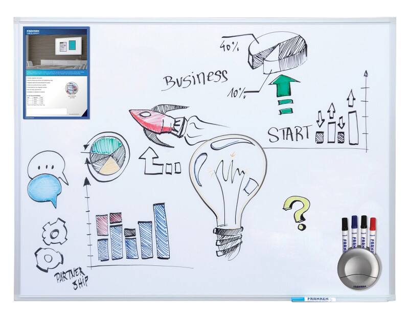 Franken Whiteboard Wandmontiert Magnetisch Emaille Einseitig 180 (B) x 90 (H) cm