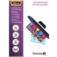 Fellowes Enhance Laminierfolien DIN A4 Matt 80 Mikron (2 x 80) Transparent 100 Stück