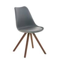 Besucherstuhl Pegleg Rund Grau, Walnuss