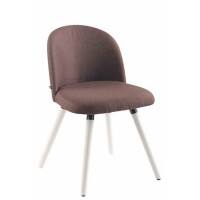 Esszimmerstuhl Tammy Fabric Braun mit weißen Beinen