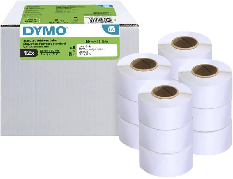 Dymo LW S0722370 / 99010 Authentic Adressetiketten Selbstklebend Weiß 28 x 89 mm 12 Rollen à 130 Etiketten