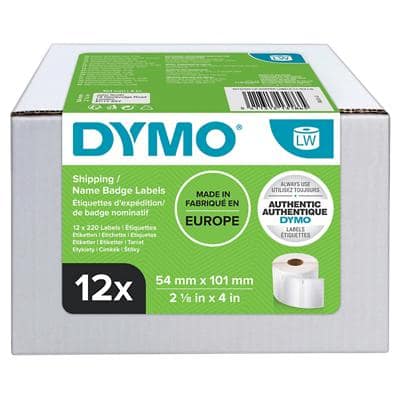 Dymo LW S0722420 / 99014 Authentic Versand-/Namensschildetiketten Selbstklebend Weiß 54 x 101 mm 12 Rollen à 220 Etiketten