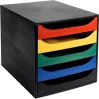 Office Depot Schubladenbox Schwarz, Mehrfarbige Schubladen 28,4 x 34,8 x 29 cm