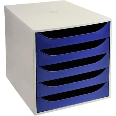 Viking Schubladenbox Grau, Blaue Schubladen 28,4 x 34,8 x 29 cm