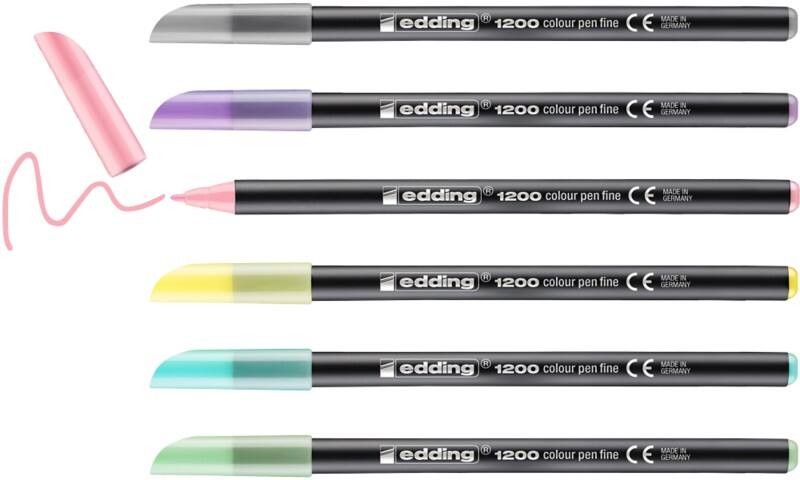 edding Pastel Filzstift  - 1 mm Fein Farbig sortiert 1200 6 Stück