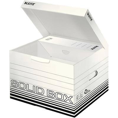 Leitz Solid Aufbewahrungsbox 6118 Mit Klappdeckel Größe M Weiß Karton 32,5 x 36 x 27 cm 10 Stück