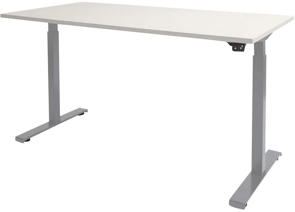 Schaffenburg Dextro Basic Elektrisch Höhenverstellbar Sitz-Stehschreibtisch Rechteckig Weiß T-Fuß 1.200 (B) x 800 (T) x 705 (H) mm Melamin