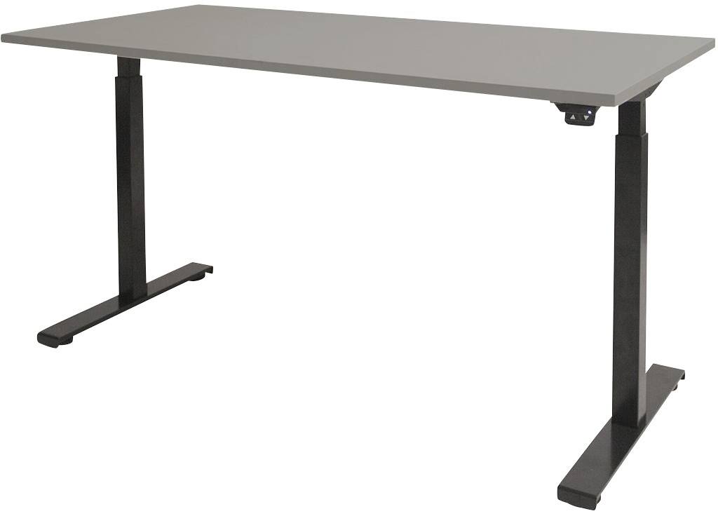 Schaffenburg Dextro Basic Elektrisch Höhenverstellbar Sitz-Stehschreibtisch Rechteckig Grau T-Fuß 1.400 (B) x 800 (T) x 705 (H) mm Melamin