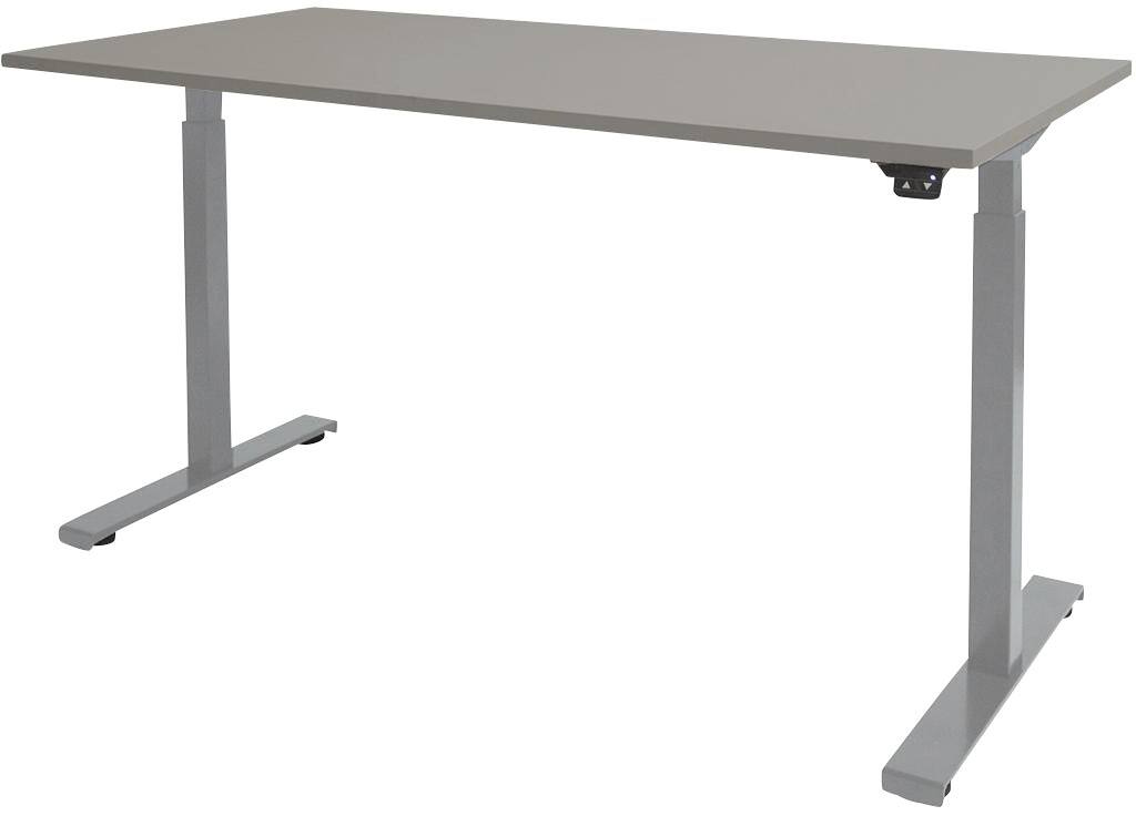 Schaffenburg Dextro Basic Elektrisch Höhenverstellbar Sitz-Stehschreibtisch Rechteckig Grau T-Fuß 1.600 (B) x 800 (T) x 705 (H) mm Melamin