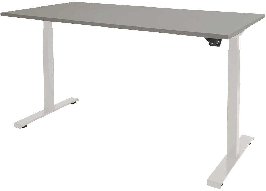 Schaffenburg Dextro Basic Elektrisch Höhenverstellbar Sitz-Stehschreibtisch Rechteckig Grau T-Fuß 1.800 (B) x 800 (T) x 705 (H) mm Melamin