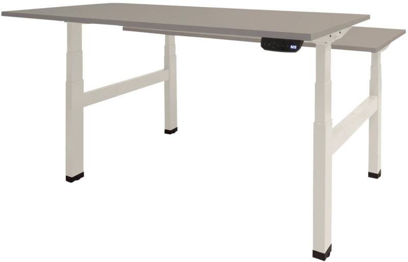 Schaffenburg Dextro Plus Duo Elektrisch Höhenverstellbar Sitz-Stehschreibtisch Rechteckig Grau H-Fuß-Gestell 1.400 (B) x 800 (T) x 645 (H) mm Melamin