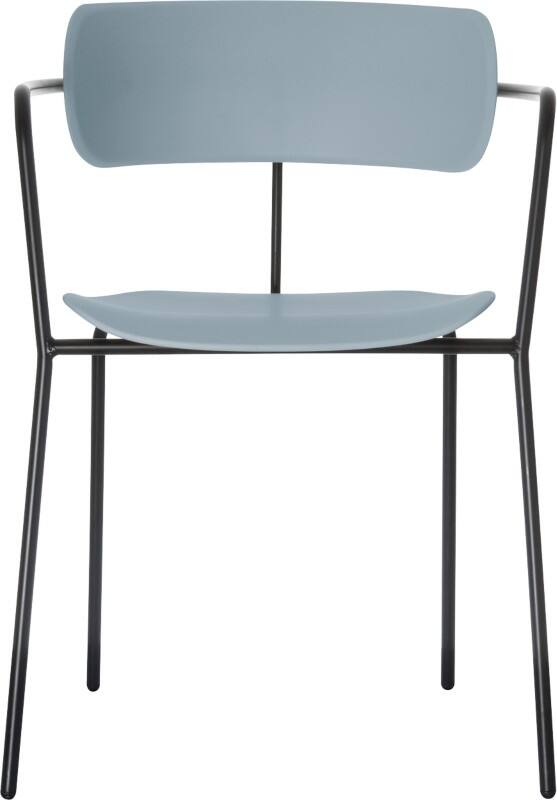 meet powered by PAPERFLOW Besucherstuhl Kunststoff Feste Armlehne Blau BISTRO  4 Stück