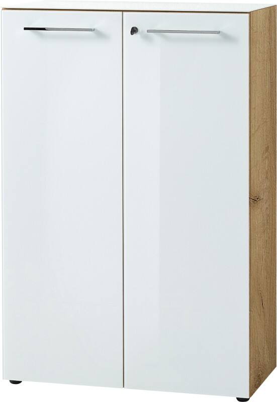 GERMANIA Nicht Höhenverstellbar Aktenschrank Eiche 800 (B) x 370 (T) x 1.200 (H) mm Glas, Spanplatte