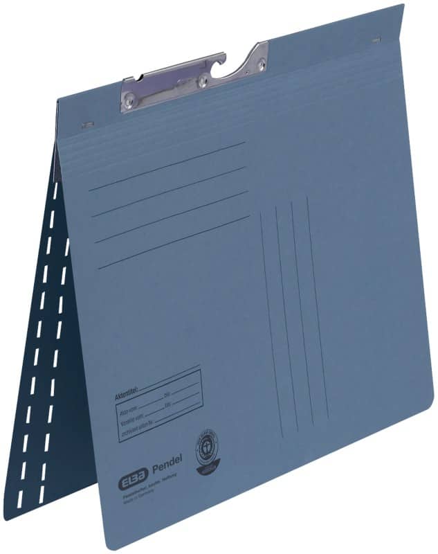 ELBA Pendelmappe DIN A4 V-Boden Blau Blauer Engel UZ56 (Recyclingkarton Schreibwaren)