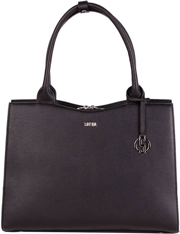 SOCHA Damen Laptoptasche Deep Black Midi 13.3 " Kunstleder Schwarz 36 x 12 x 29 cm