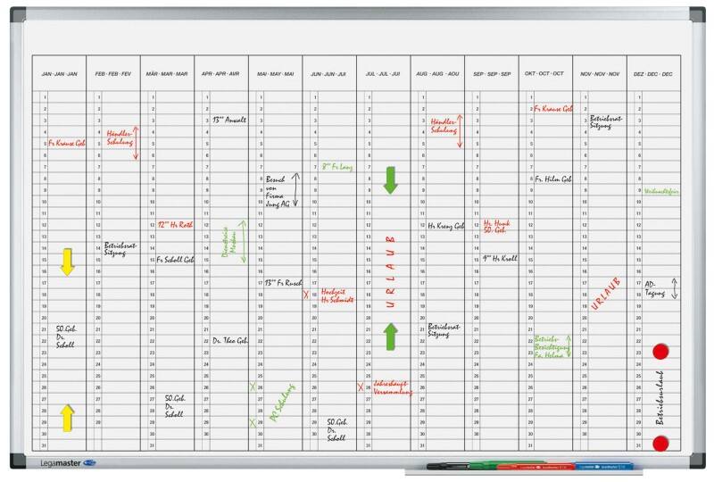 Legamaster Jahresplaner Magnetisch Wandmontage 90 (B) x 60 (H) cm Blau