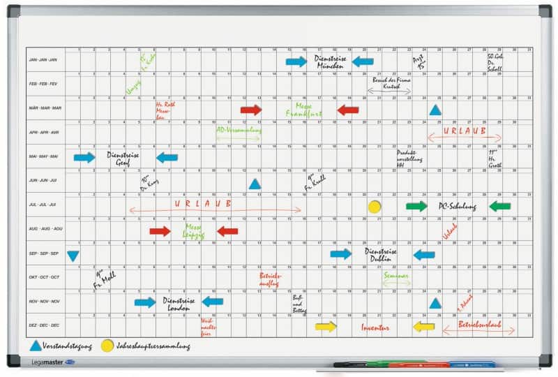 Legamaster Premium Jahresplaner Magnetisch Wandmontage 90 (B) x 60 (H) cm Blau