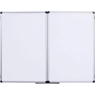 Bi-Office Faltbares Whiteboard Wandmontiert Magnetisch Keramik Doppelseitig 90 (B) x 60 (H) cm