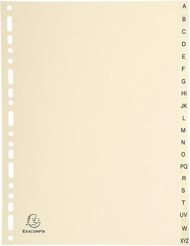 Exacompta A - Z Register DIN A4 Elfenbein 20-teilig 115 g/m² Karton 1120E 10 Stück