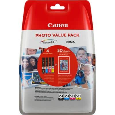 Canon CLI-551 Original Tintenpatrone 6508B005 Schwarz, cyan, magenta, gelb 4 Stück Multipack