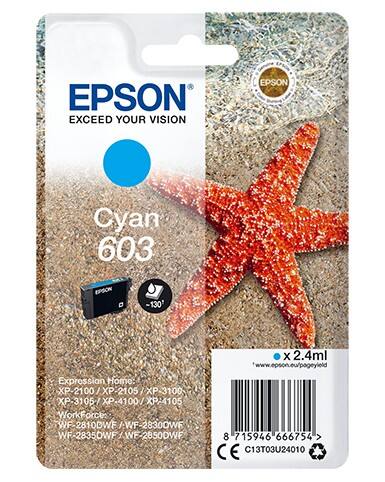 Epson 603 Original Tintenpatrone C13T03U24010 Cyan