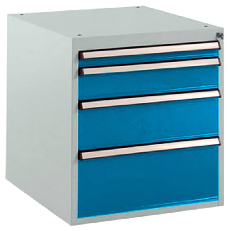 Manuflex Stationär Schubfachschrank 4 Schubfächer BASETEC Brillantblau 500 x 580 x 560 mm